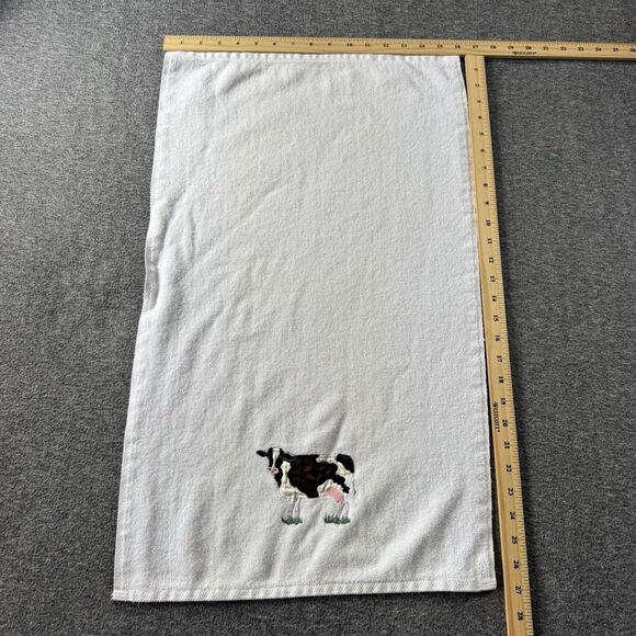 Embroidered Kitchen Towel -cotton- Embossed Holstein Cow White Made In USA - Picture 7 of 7